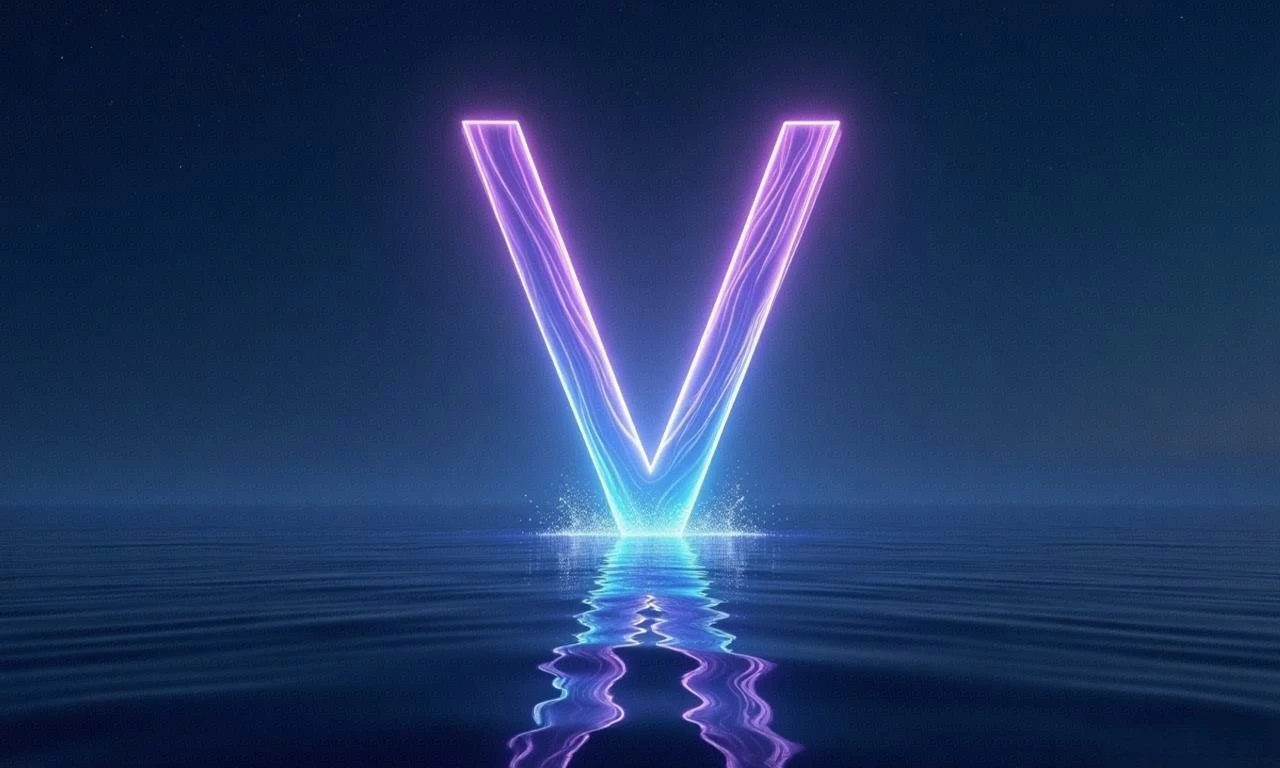深蓝色海面夜色V字未来科技感背景